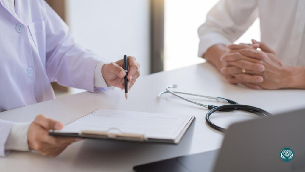 пациент получает консультацию нарколога по лечению зависимости от вейпа