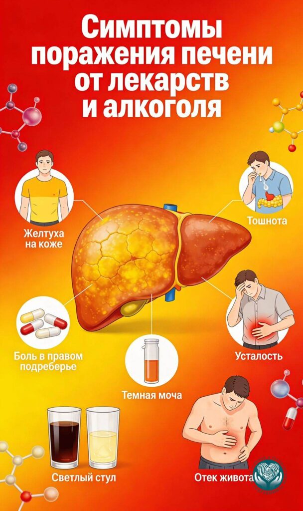 Симптомы лекарственно-алкогольного поражения печени