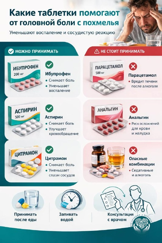 таблетки от головной боли после алкоголя рекомендации врача