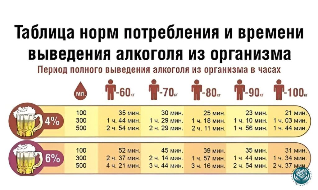 сколько длится похмелье после пива таблица восстановления